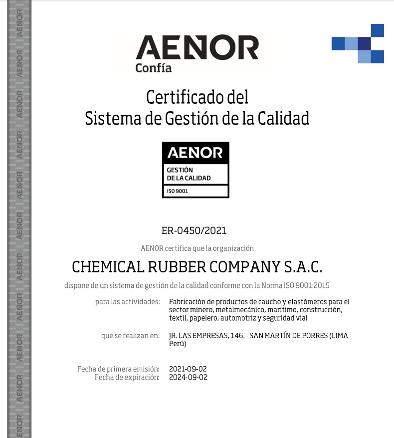 certificado rubber